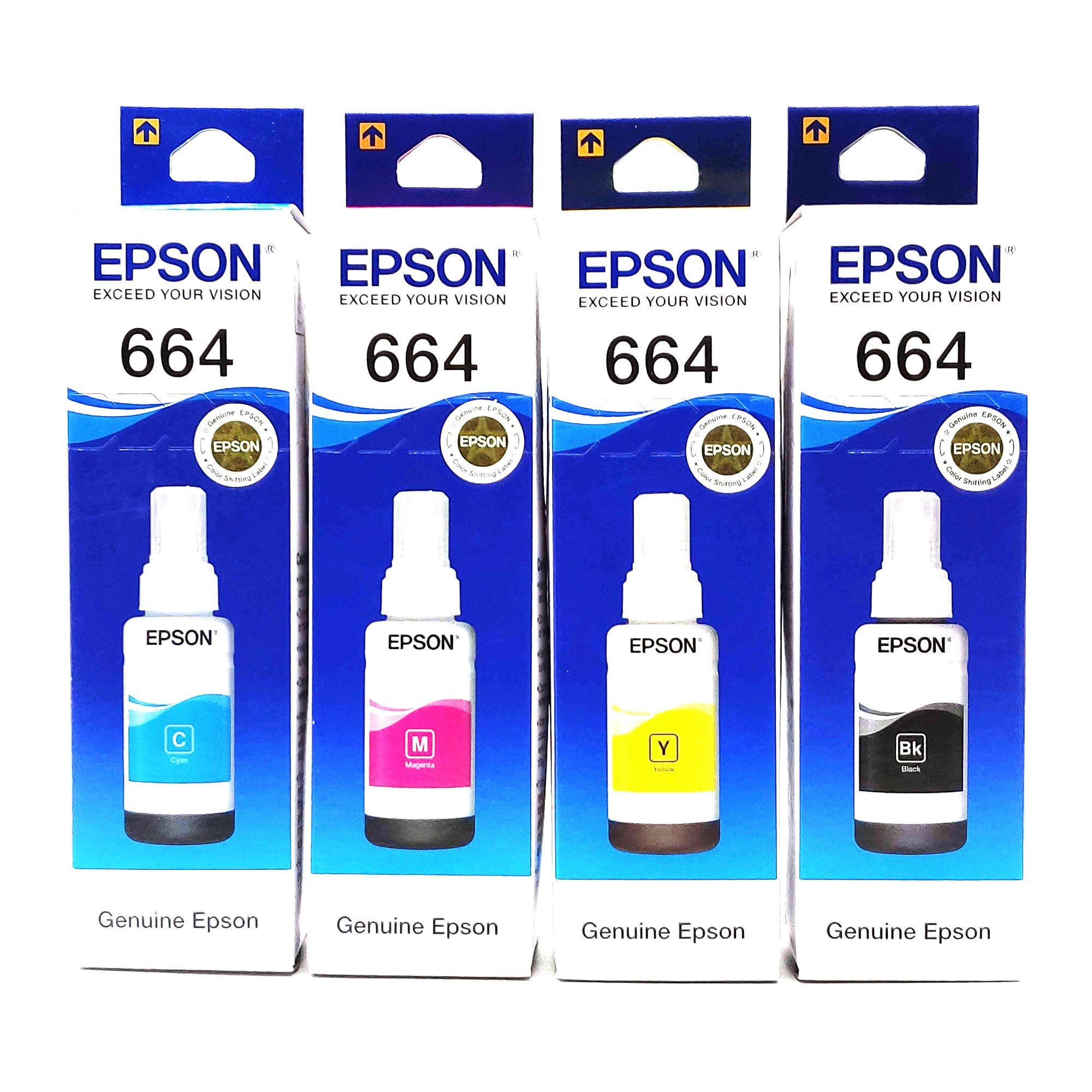 Original Epson 664 Ink Bottle Set including Black, Cyan, Magenta, and Yellow for Epson EcoTank Printers