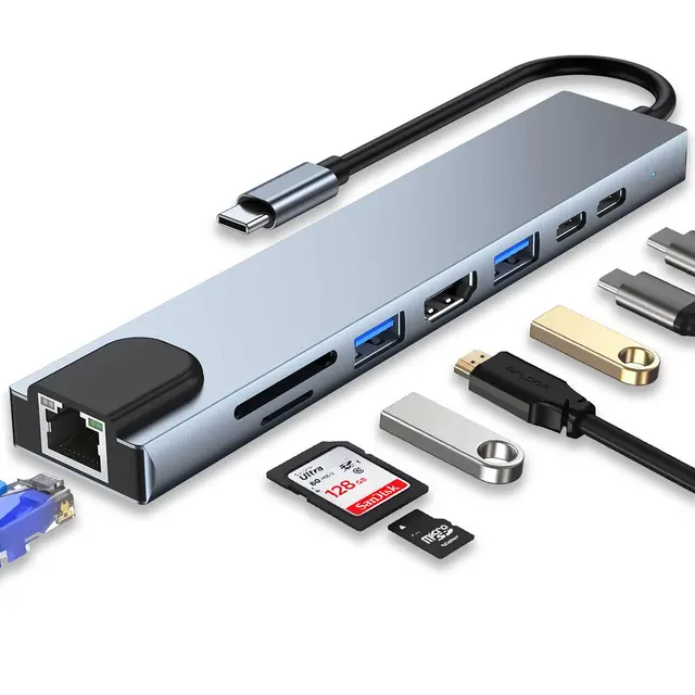 USB-C Multiport Hub Adapter 8-in-1 with HDMI + VAT