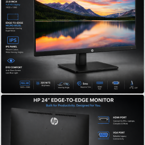 HP Eye Ease monitor 24 inches black Full HD (FHD) @ 60Hz
