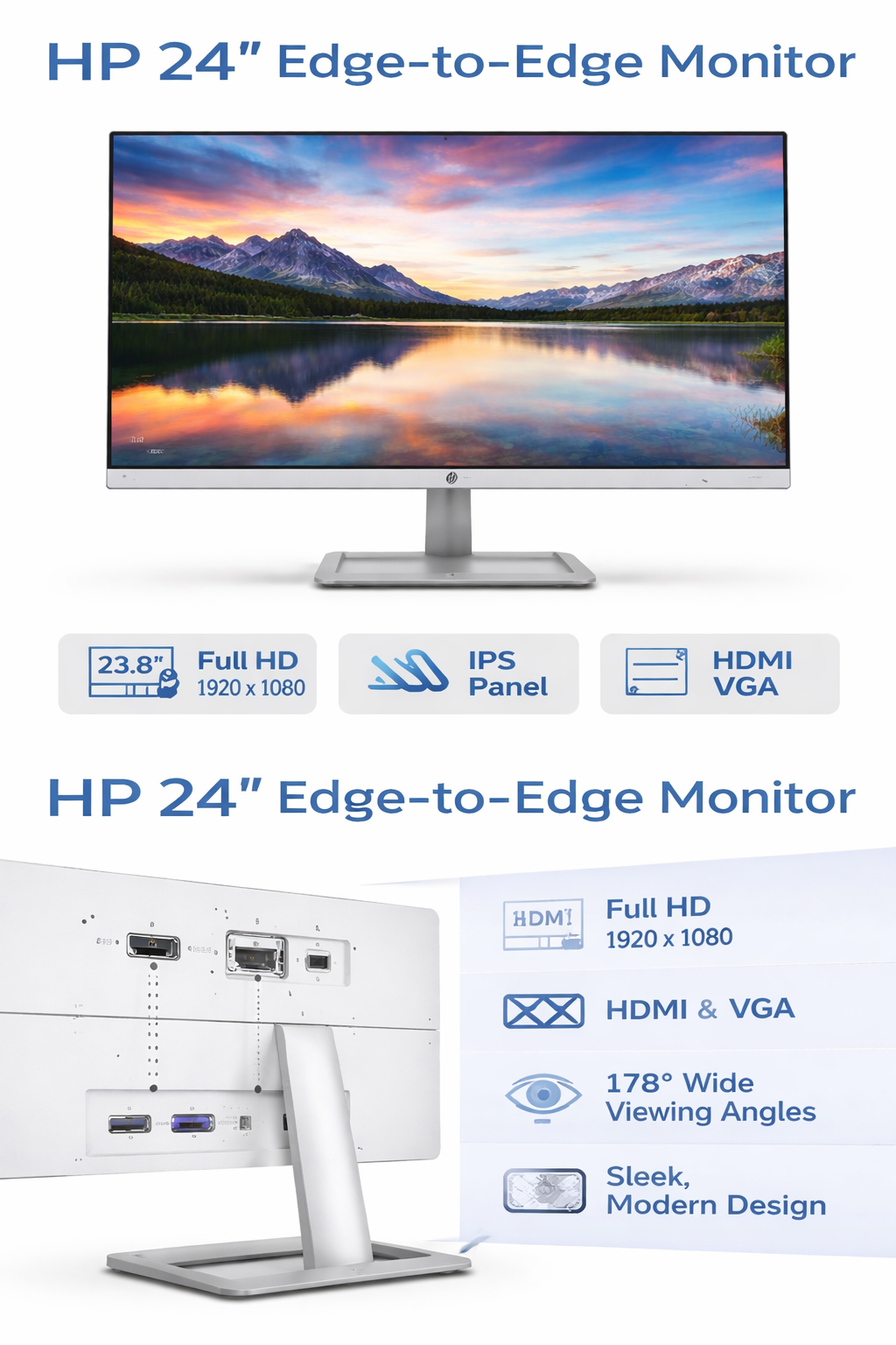 HP Eye Ease monitor 24 inches black Full HD (FHD) @ 60Hz